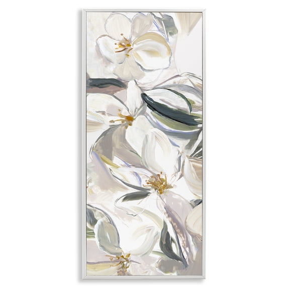 Stupell Industries Transitional Neutral Tone Spring Blooms White Framed Giclee Art, 10 x 24, by Hannah Dawson