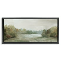 Stupell Industries Neutral Toned Countryside Scenery Landscape & Nature Painting Black Floater Framed Canvas Art Print Wall Art, 25 x 11
