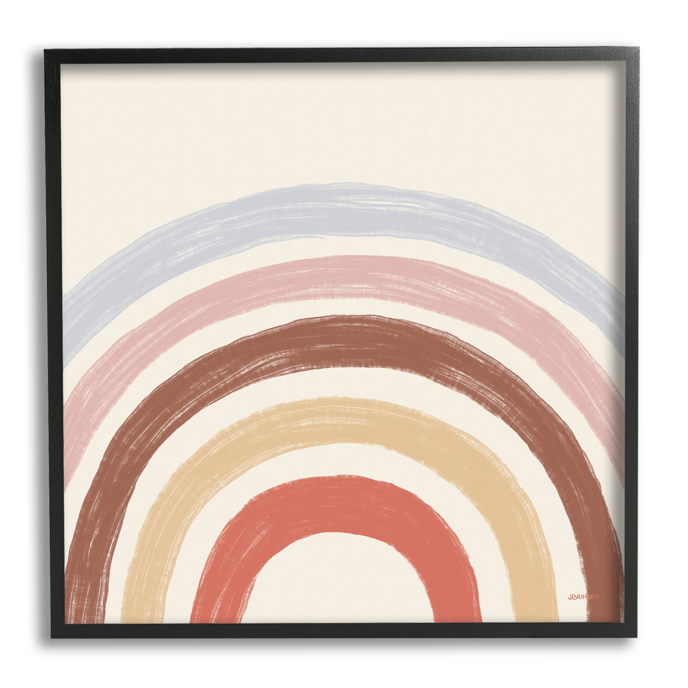 Stupell Industries Neutral Tones Arched Rainbow Stripes Graphic Art Black Framed Art Print Wall Art, Design by Brinley Designs
