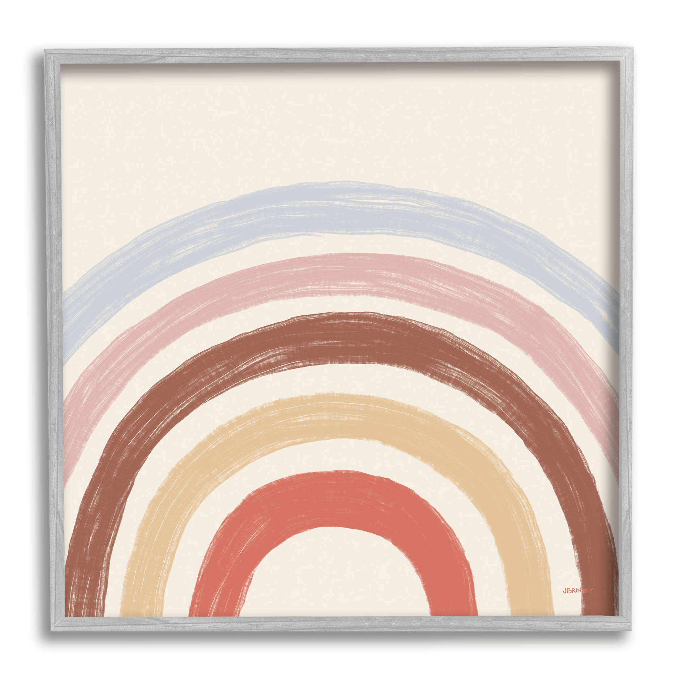 Stupell Industries Neutral Tones Arched Rainbow Stripes Graphic Art Gray Framed Art Print Wall Art, Design by Brinley Designs
