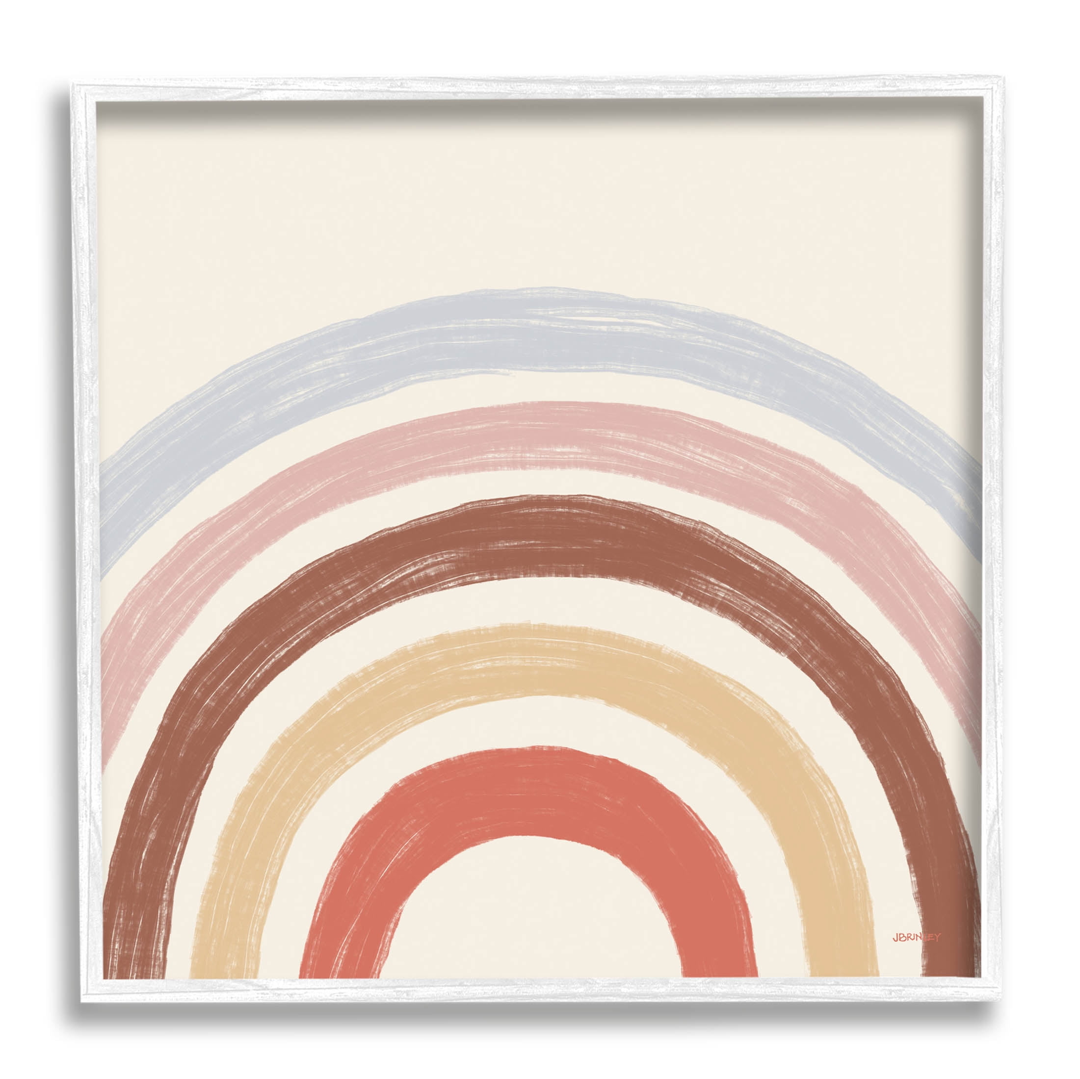 Stupell Industries Neutral Tones Arched Rainbow Stripes Graphic Art White Framed Art Print Wall Art, Design by Brinley Designs