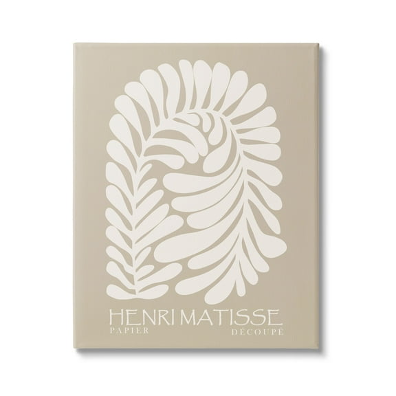 Stupell Industries Neutral Tones Botanical Leaf Pattern Matisse Text Canvas Wall Art, 16 x 20, Design by Ros Ruseva