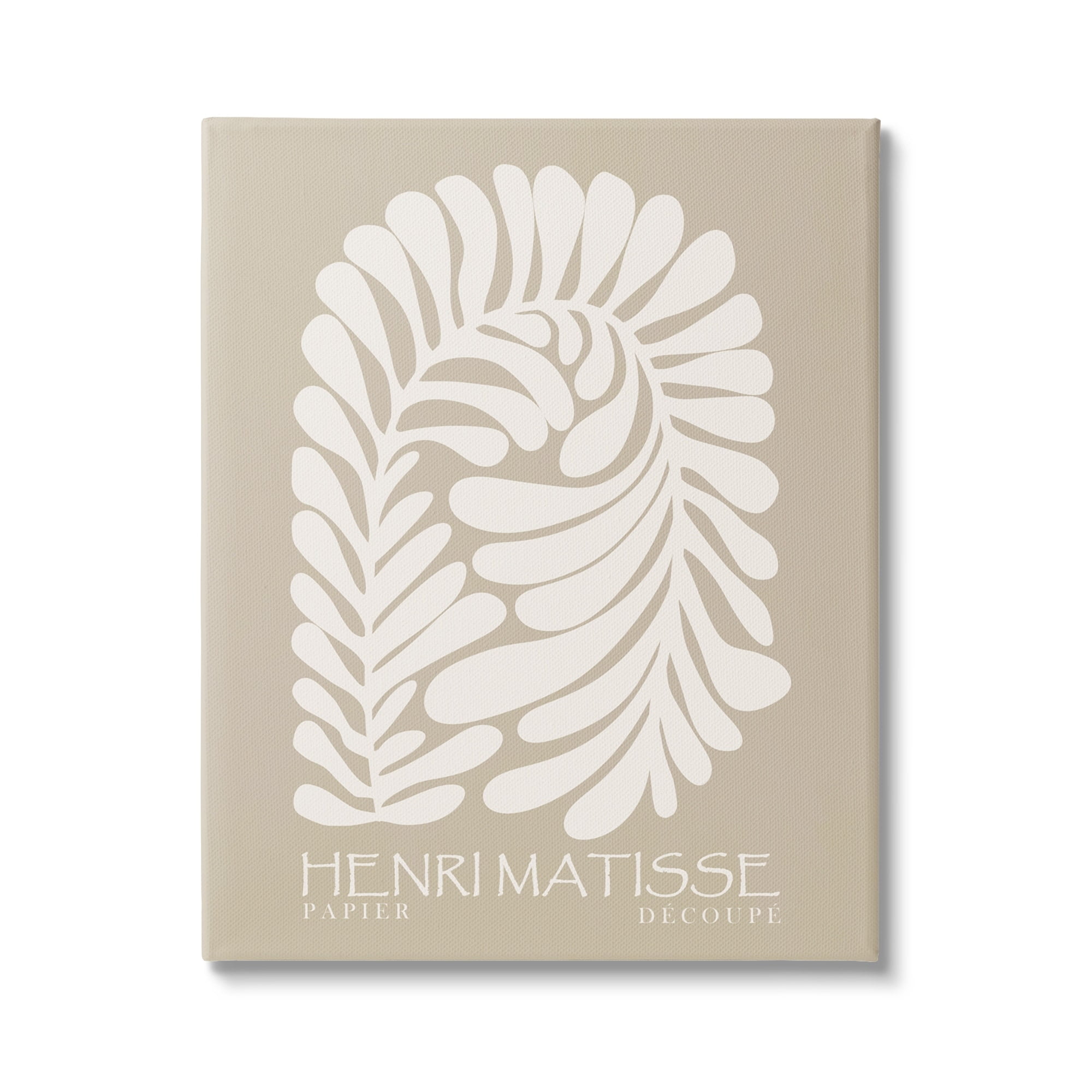 Stupell Industries Neutral Tones Botanical Leaf Pattern Matisse Text Canvas Wall Art, 30 x 40, Design by Ros Ruseva
