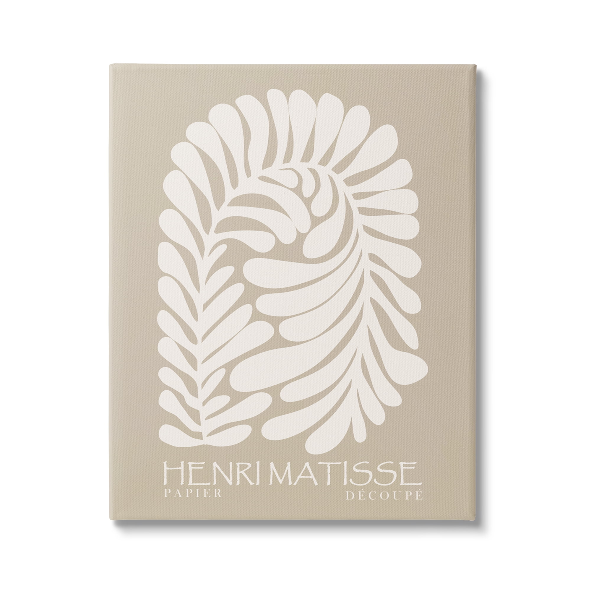 Stupell Industries Neutral Tones Botanical Leaf Pattern Matisse Text Canvas Wall Art, 36 x 48, Design by Ros Ruseva