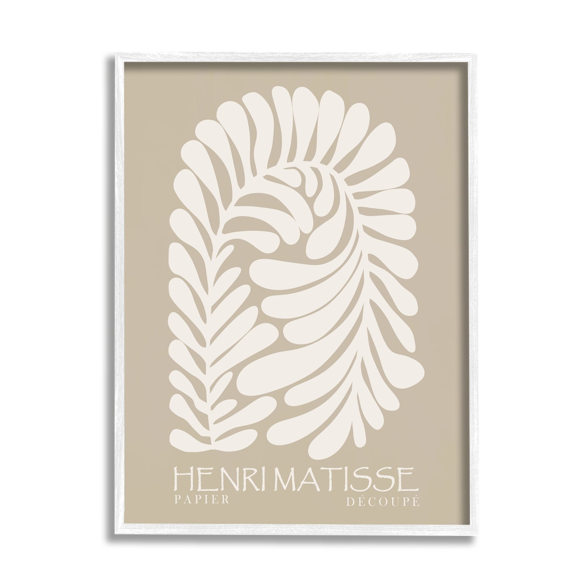 Stupell Industries Neutral Tones Botanical Leaf Pattern Matisse Text Framed Wall Art, 11 x 14, Design by Ros Ruseva