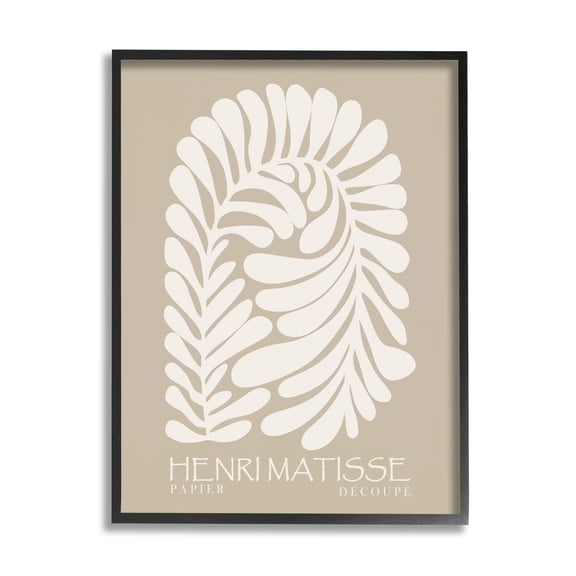 Stupell Industries Neutral Tones Botanical Leaf Pattern Matisse Text Framed Wall Art, 11 x 14, Design by Ros Ruseva
