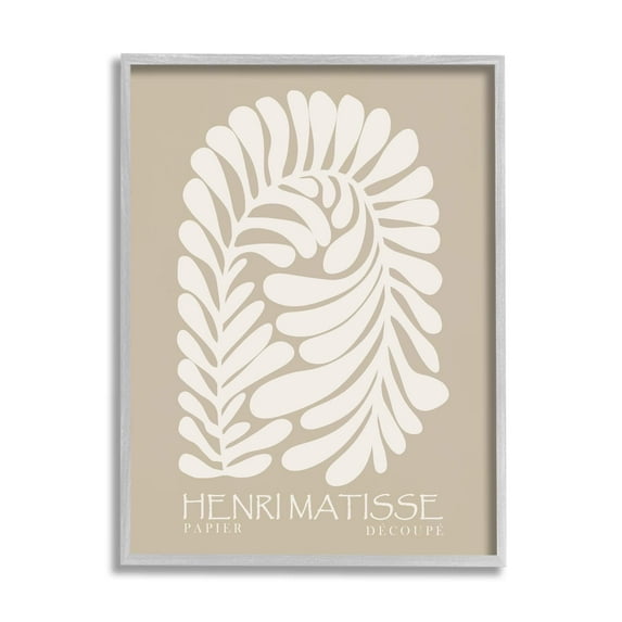 Stupell Industries Neutral Tones Botanical Leaf Pattern Matisse Text Framed Wall Art, 24 x 30, Design by Ros Ruseva
