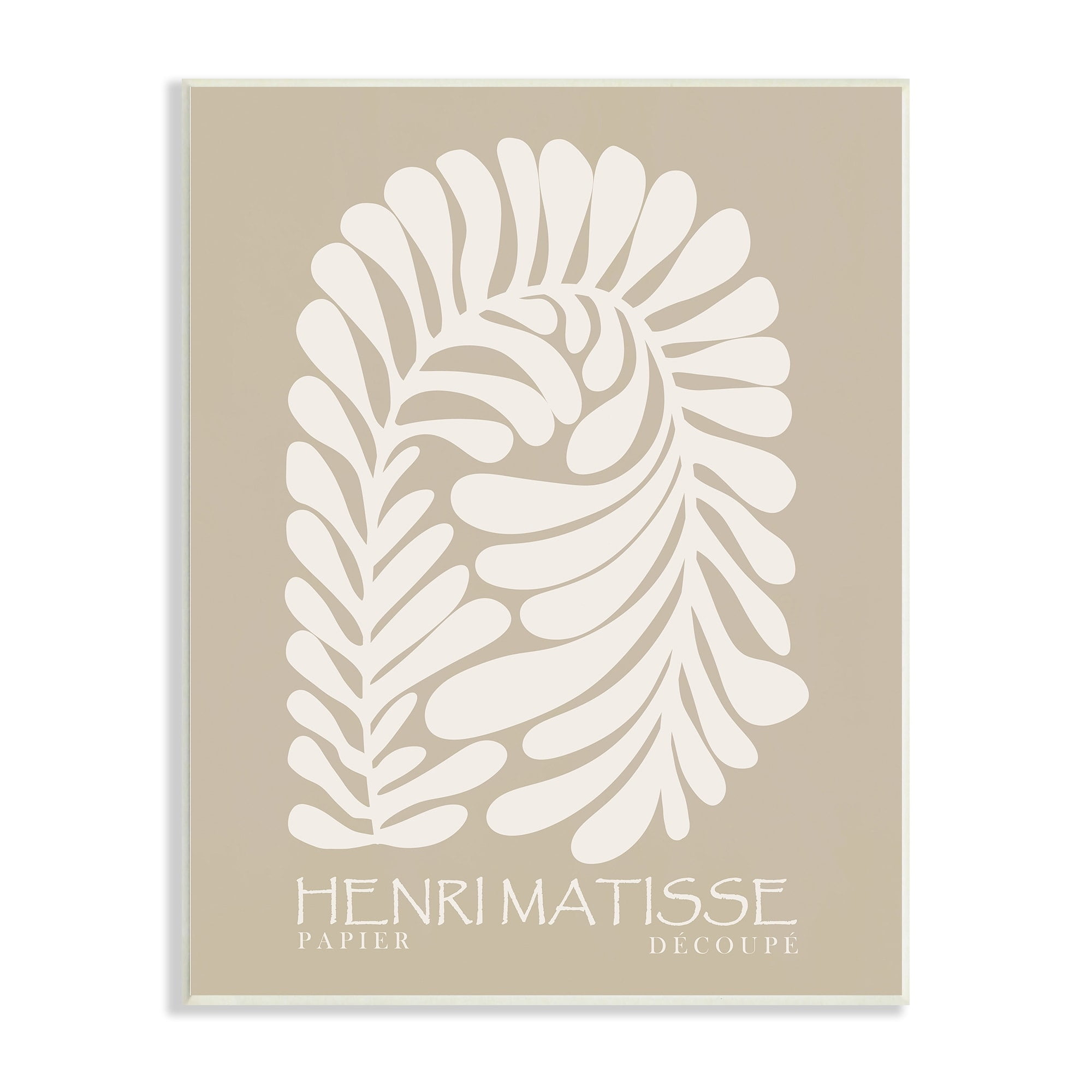 Stupell Industries Neutral Tones Botanical Leaf Pattern Matisse Text Wood Wall Art, 10 x 15, Design by Ros Ruseva