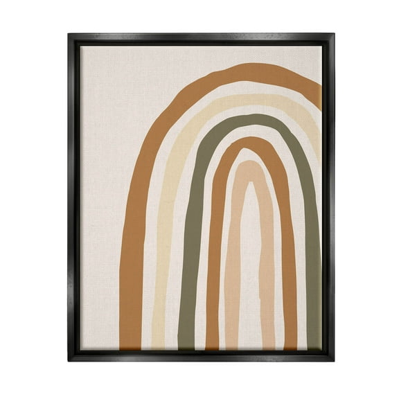 Stupell Industries Neutral Tones Rainbow Graphic Art Jet Black Floating Framed Canvas Print Wall Art, Design by Elizabeth Medley