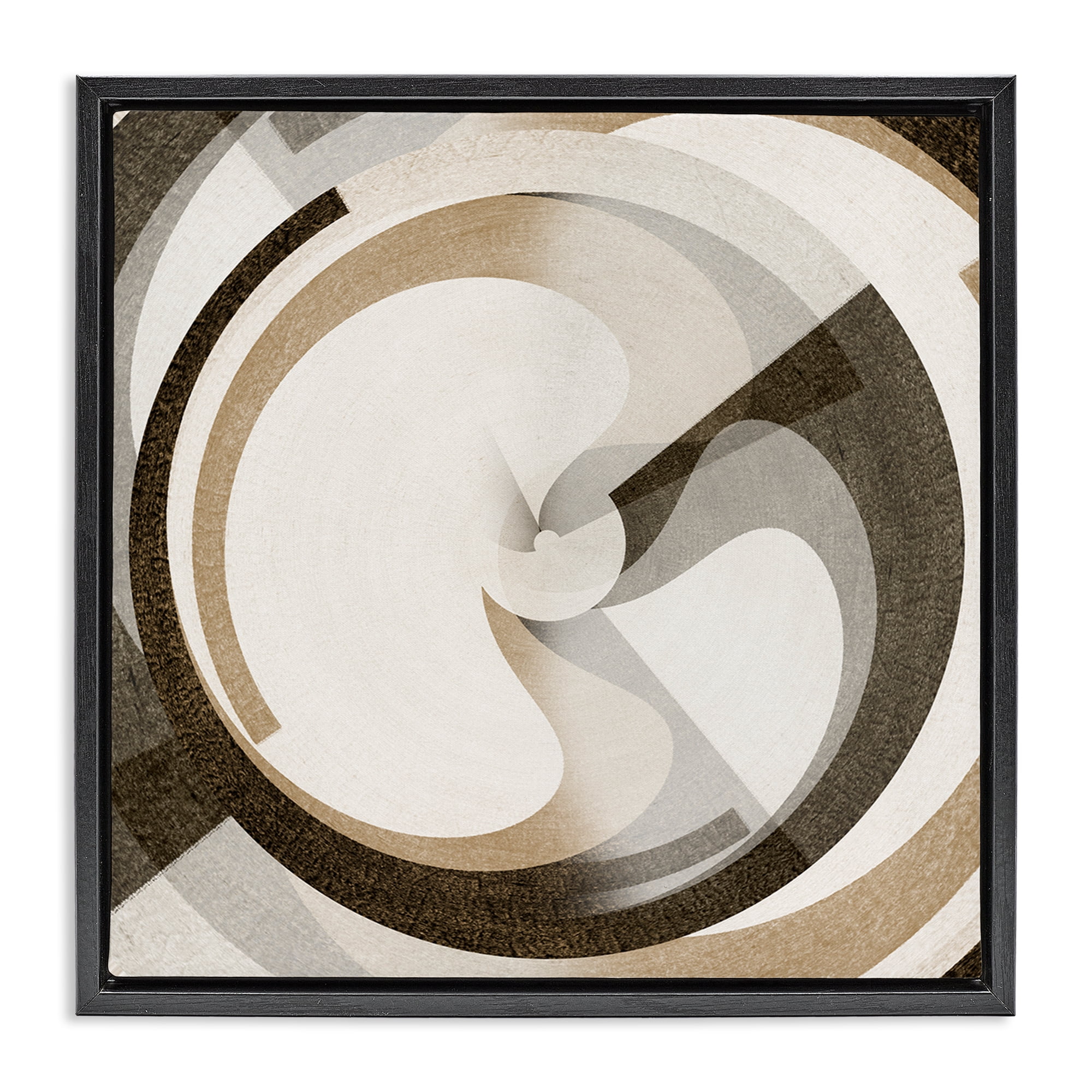 Stupell Industries Neutral Tones Vortex Abstract Painting Black Floater Framed Canvas Art Print Wall Art, 25 x 25