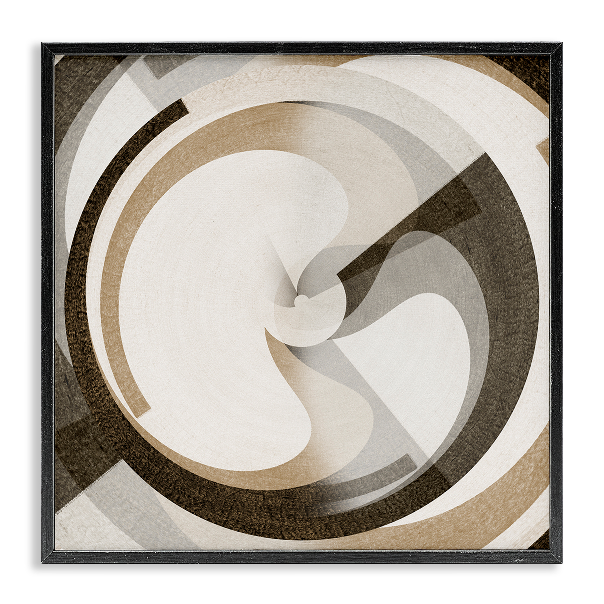 Stupell Industries Neutral Tones Vortex Abstract Painting Black Framed Art Print Wall Art, 24 x 24