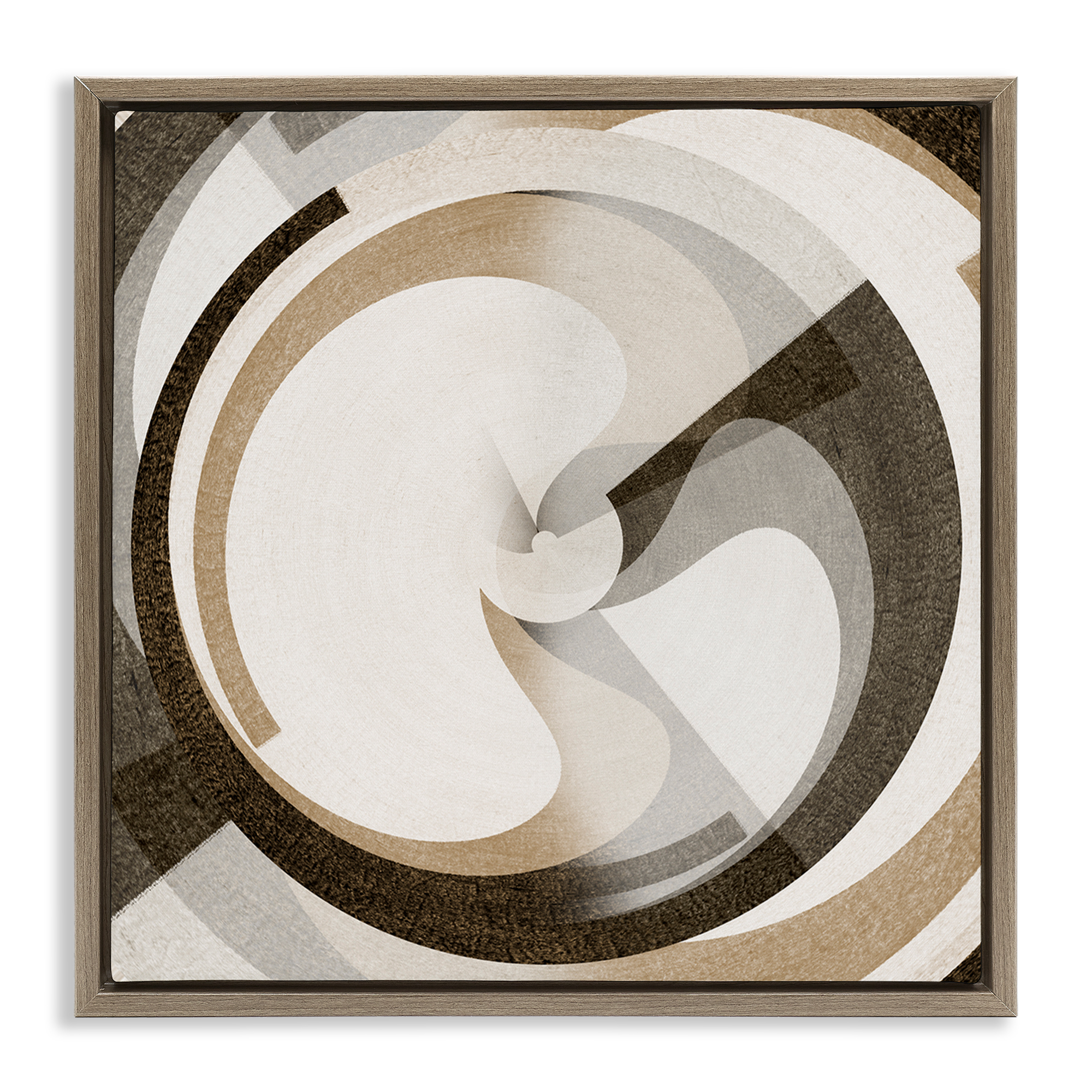 Stupell Industries Neutral Tones Vortex Abstract Painting Brown Floater Framed Canvas Art Print Wall Art, 25 x 25
