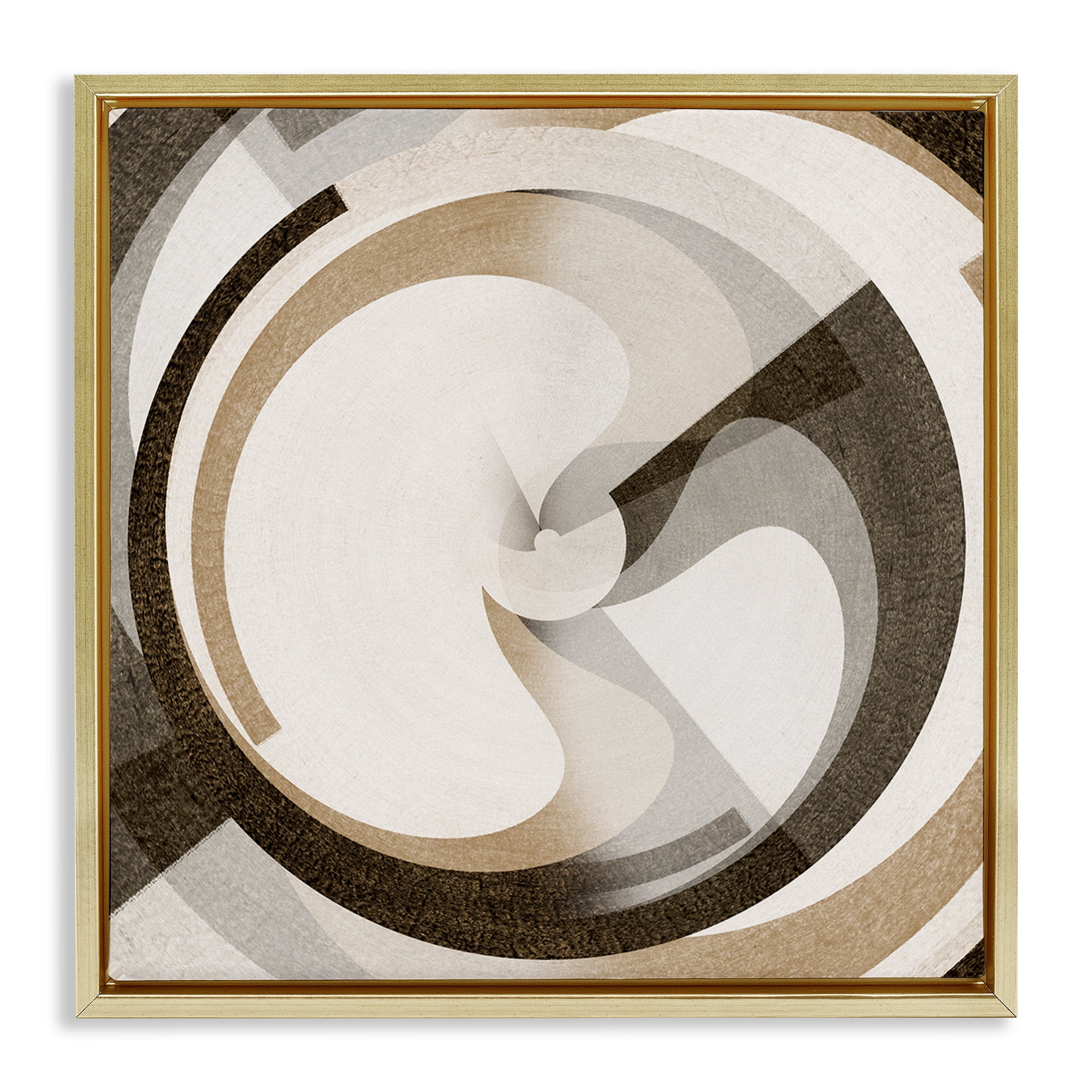 Stupell Industries Neutral Tones Vortex Abstract Painting Gold Floater Framed Canvas Art Print Wall Art, 18 x 18