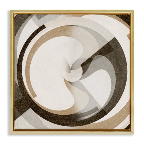 Stupell Industries Neutral Tones Vortex Abstract Painting Gold Floater Framed Canvas Art Print Wall Art, 25 x 25