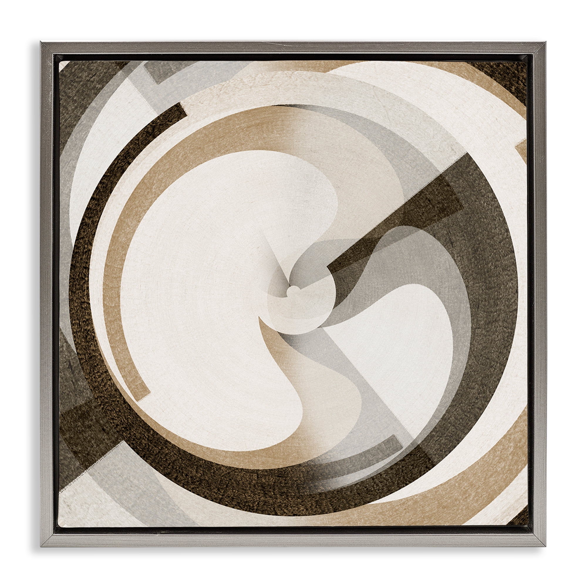 Stupell Industries Neutral Tones Vortex Abstract Painting Gray Floater Framed Canvas Art Print Wall Art, 18 x 18