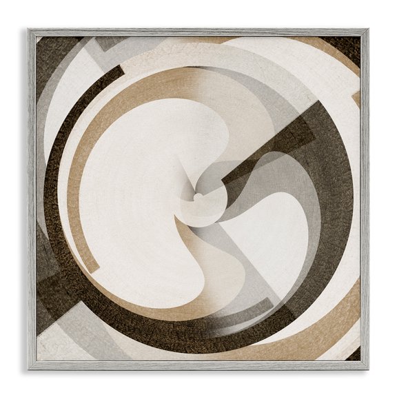 Stupell Industries Neutral Tones Vortex Abstract Painting Gray Framed Art Print Wall Art, 24 x 24