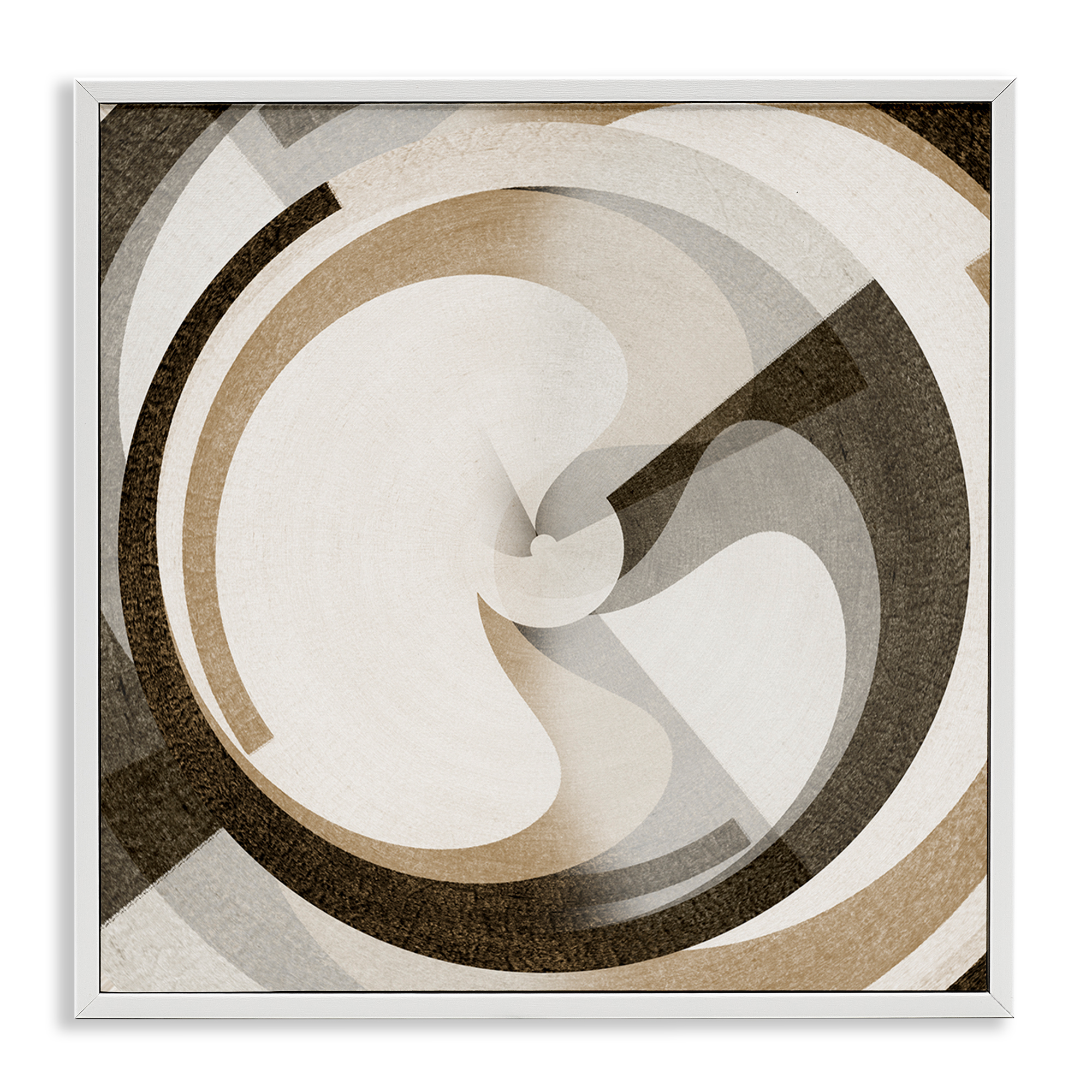 Stupell Industries Neutral Tones Vortex Abstract Painting White Framed Art Print Wall Art, 12 x 12