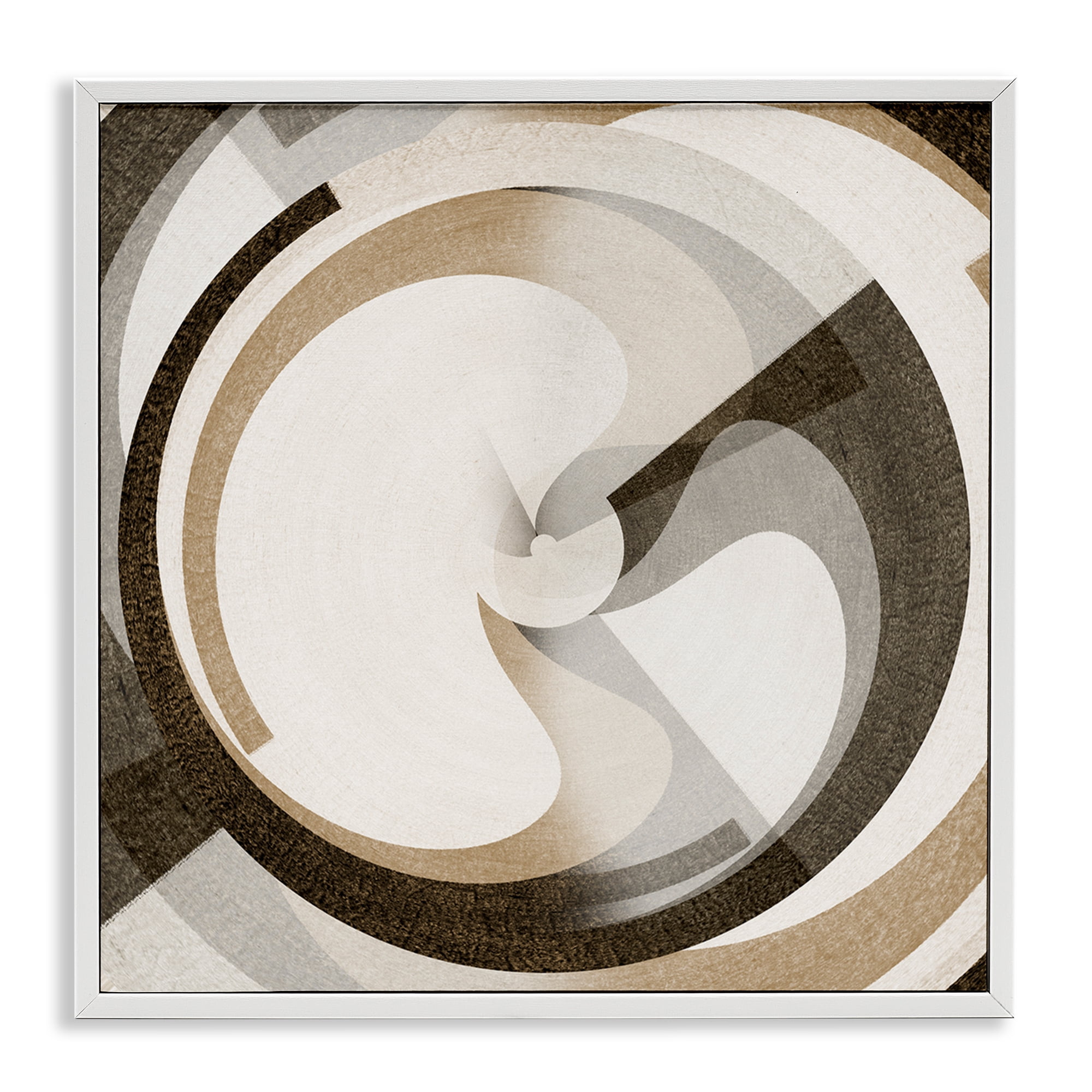 Stupell Industries Neutral Tones Vortex Abstract Painting White Framed Art Print Wall Art, 24 x 24