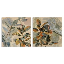Stupell Industries Neutral Tropical Organics Floral Painting Wrapped Canvas Canvas Art Print Wall Art, 17 x 17, Set of 2
