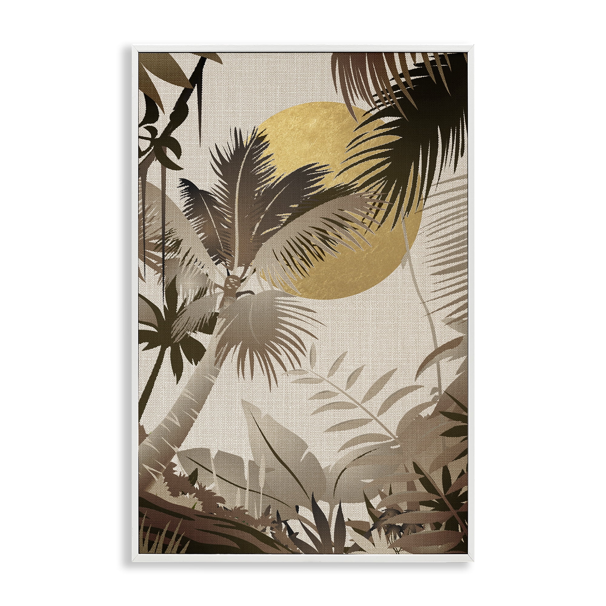 Stupell Industries Neutral Tropical Trees Plants & Flowers Painting White Framed Art Print Wall Art, 12 x 18