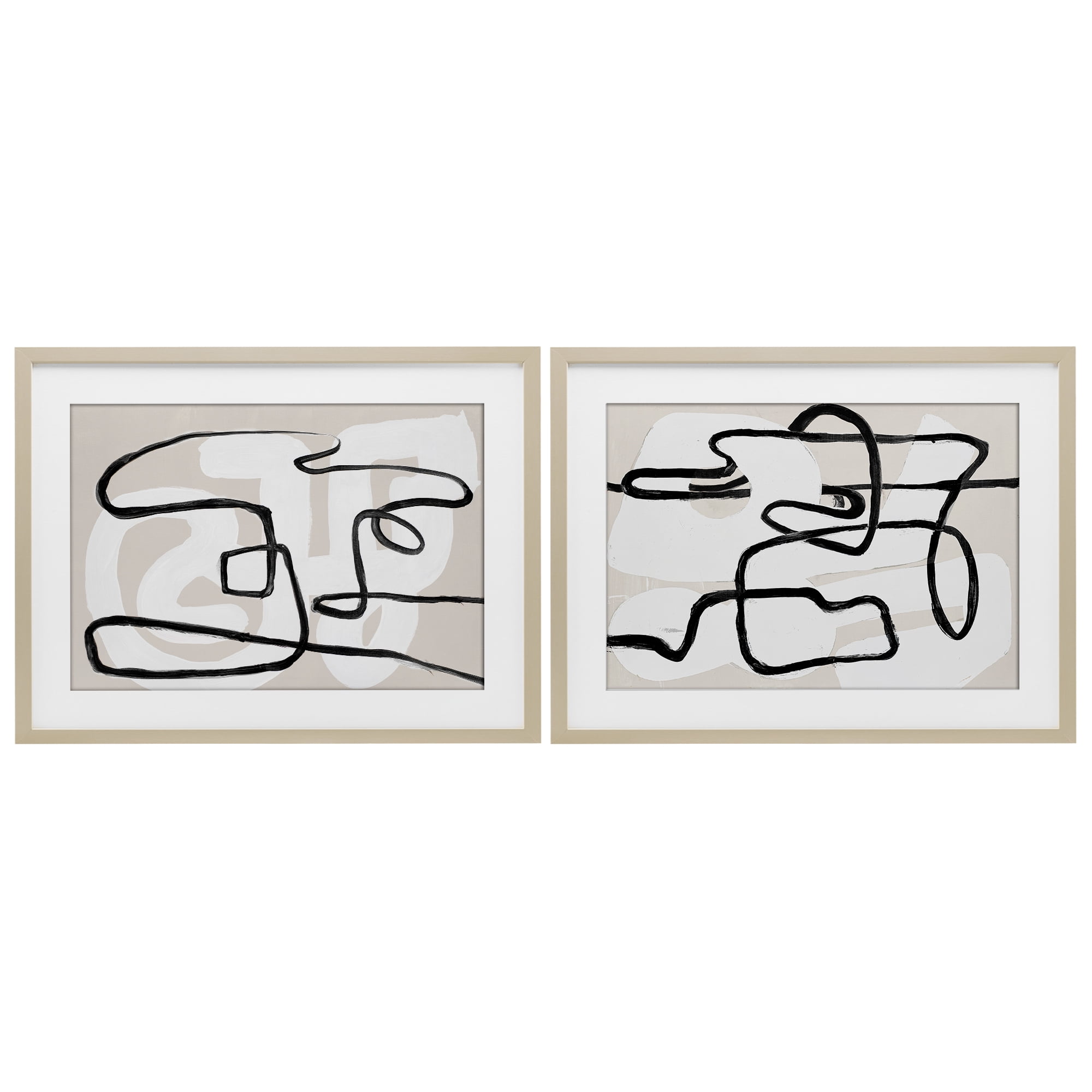 Stupell Industries Neutral Twists & Turns 2 Piece Birch Framed Print Under Glass Set, design by Lanie Loreth