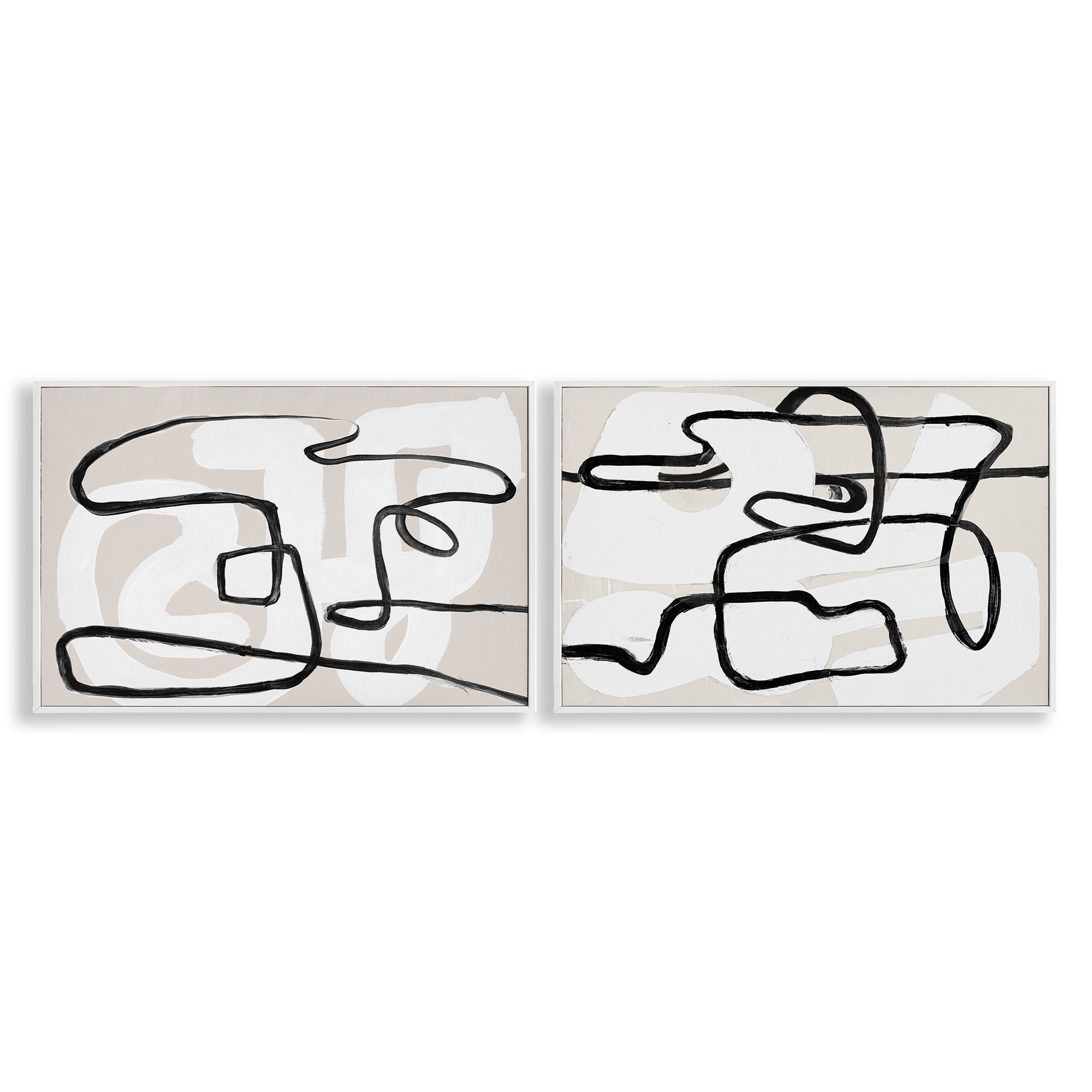Stupell Industries Neutral Twists & Turns 2 Piece White Framed Giclee Art Set, design by Lanie Loreth