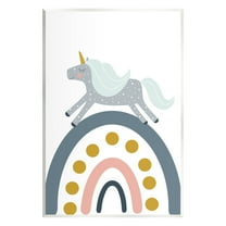 Stupell Industries Neutral Unicorn over Rainbow Fairy Tales & Fantasy Painting Unframed Art Print Wall Art, 10 x 15