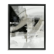 Stupell Industries Neutral Urban Complex Abstract Painting Black Floater Framed Canvas Art Print Wall Art, 17 x 21