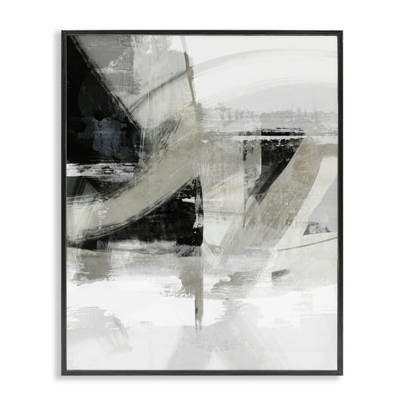 Stupell Industries Neutral Urban Complex Abstract Painting Black Framed Art Print Wall Art, 11 x 14