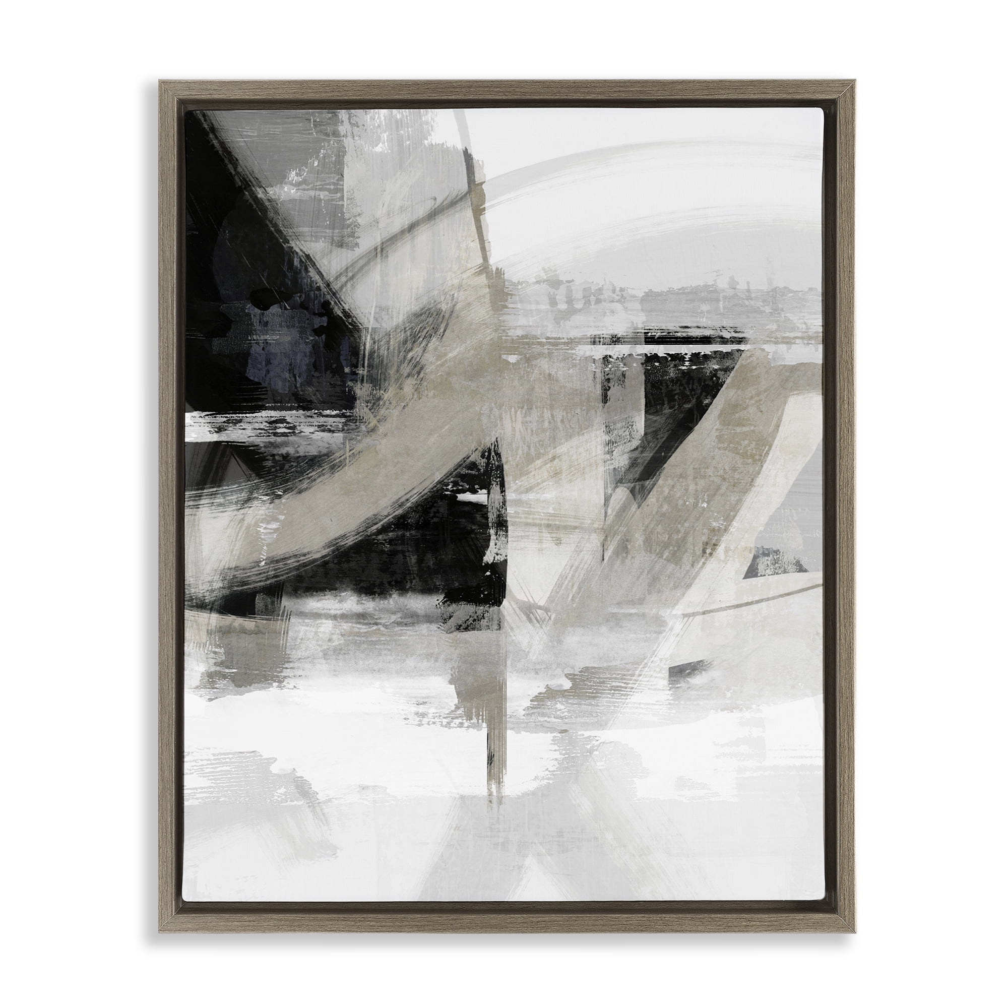 Stupell Industries Neutral Urban Complex Abstract Painting Brown Floater Framed Canvas Art Print Wall Art, 17 x 21