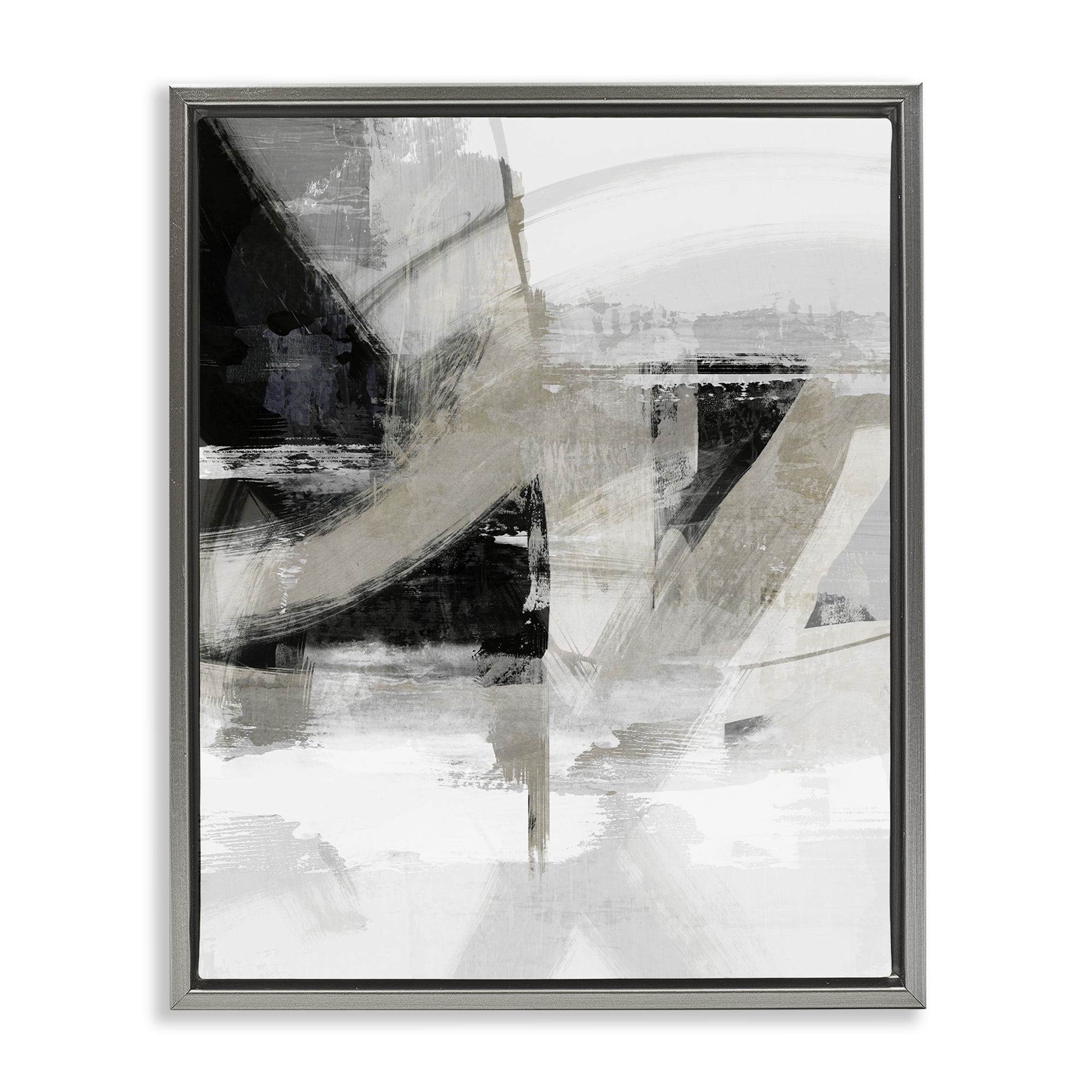 Stupell Industries Neutral Urban Complex Abstract Painting Gray Floater Framed Canvas Art Print Wall Art, 17 x 21
