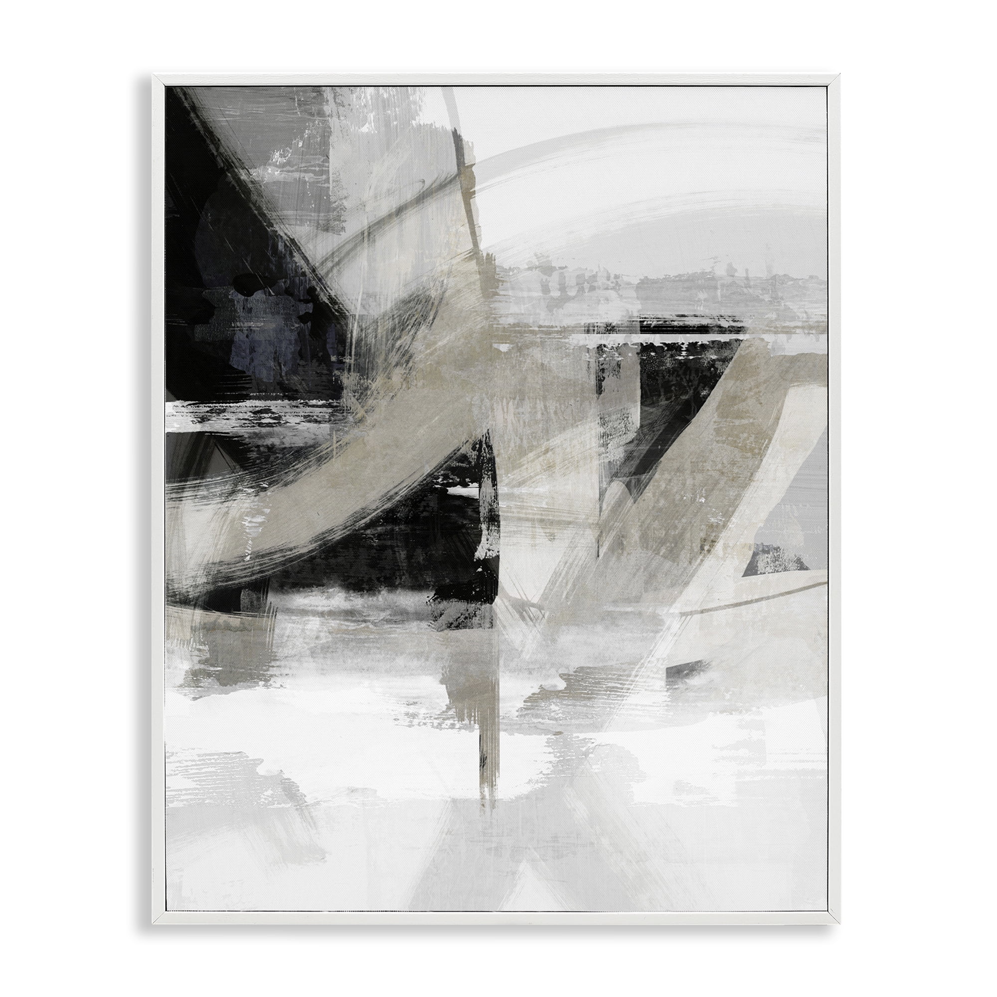 Stupell Industries Neutral Urban Complex Abstract Painting White Framed Art Print Wall Art, 24 x 30