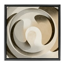 Stupell Industries Neutral Vortex Shape Abstract Painting Black Floater Framed Canvas Art Print Wall Art, 18 x 18