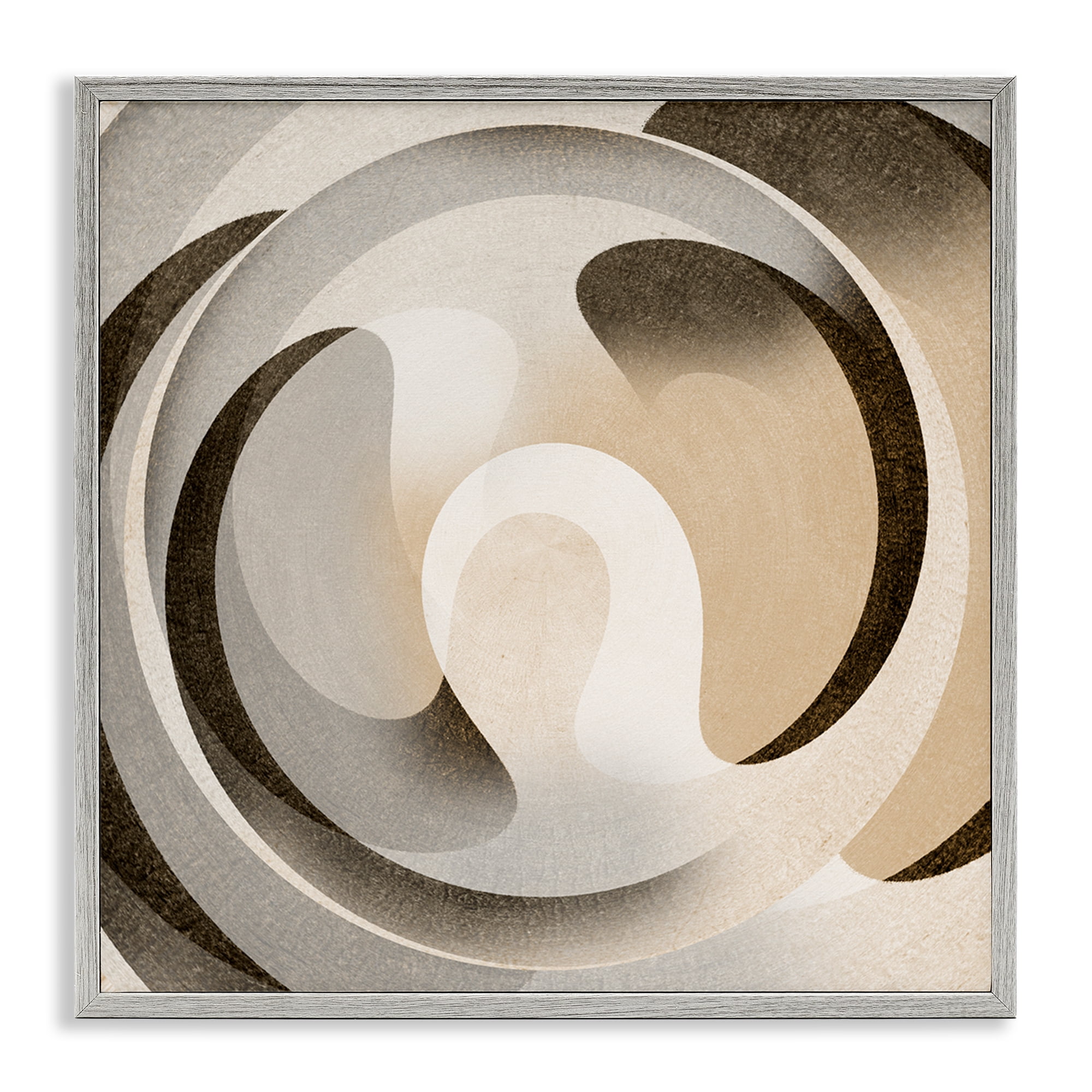 Stupell Industries Neutral Vortex Shape Abstract Painting Gray Framed Art Print Wall Art, 12 x 12