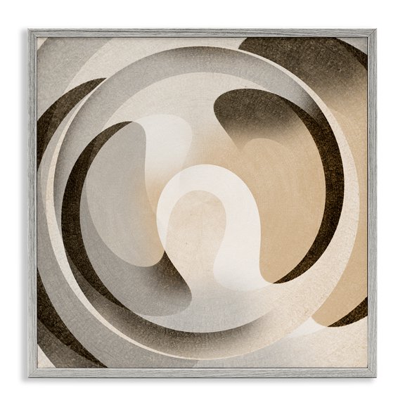 Stupell Industries Neutral Vortex Shape Abstract Painting Gray Framed Art Print Wall Art, 24 x 24