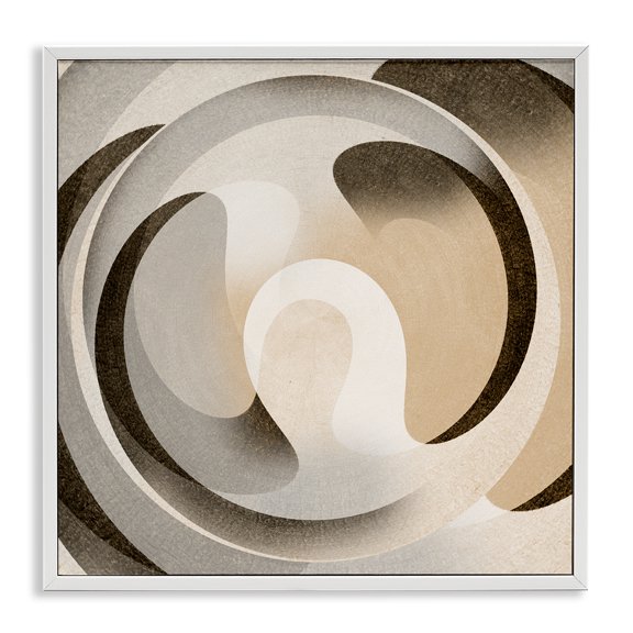 Stupell Industries Neutral Vortex Shape Abstract Painting White Framed Art Print Wall Art, 12 x 12