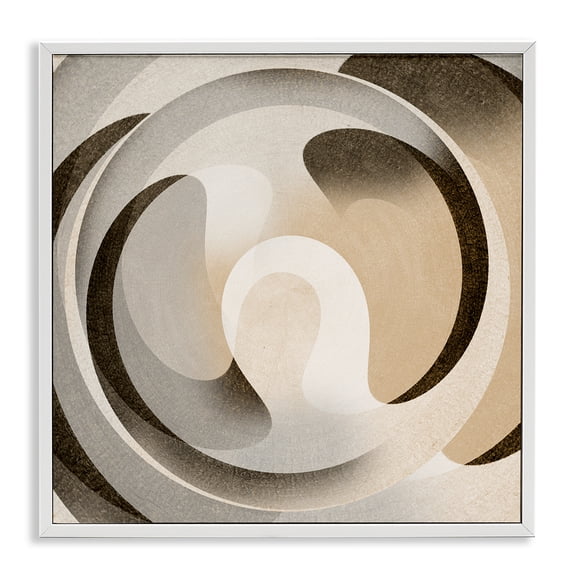 Stupell Industries Neutral Vortex Shape Abstract Painting White Framed Art Print Wall Art, 24 x 24