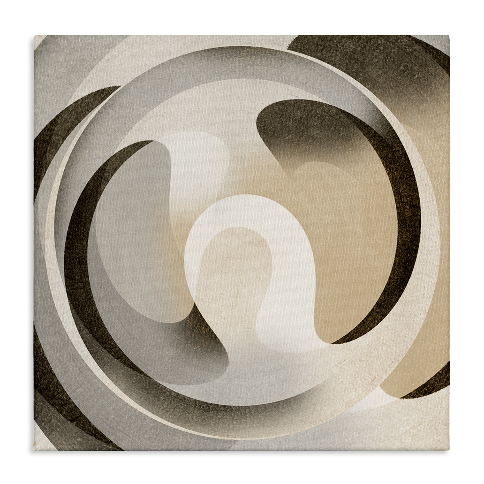 Stupell Industries Neutral Vortex Shape Abstract Painting Wrapped Canvas Art Print Wall Art, 24 x 24