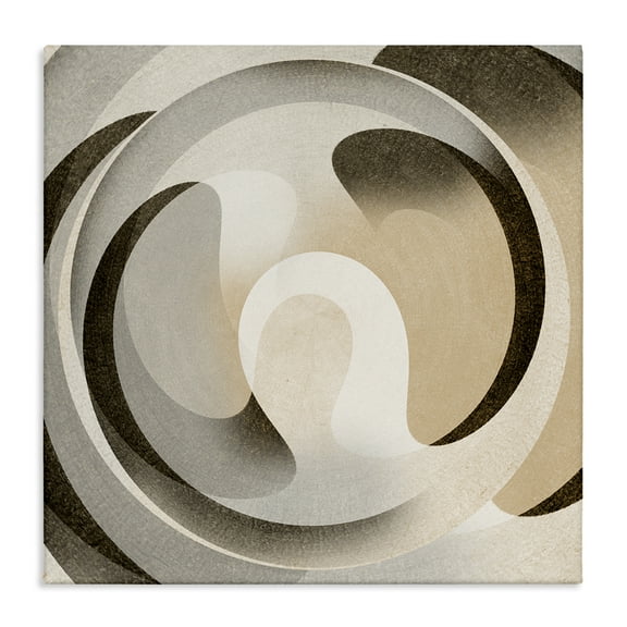 Stupell Industries Neutral Vortex Shape Abstract Painting Wrapped Canvas Art Print Wall Art, 30 x 30