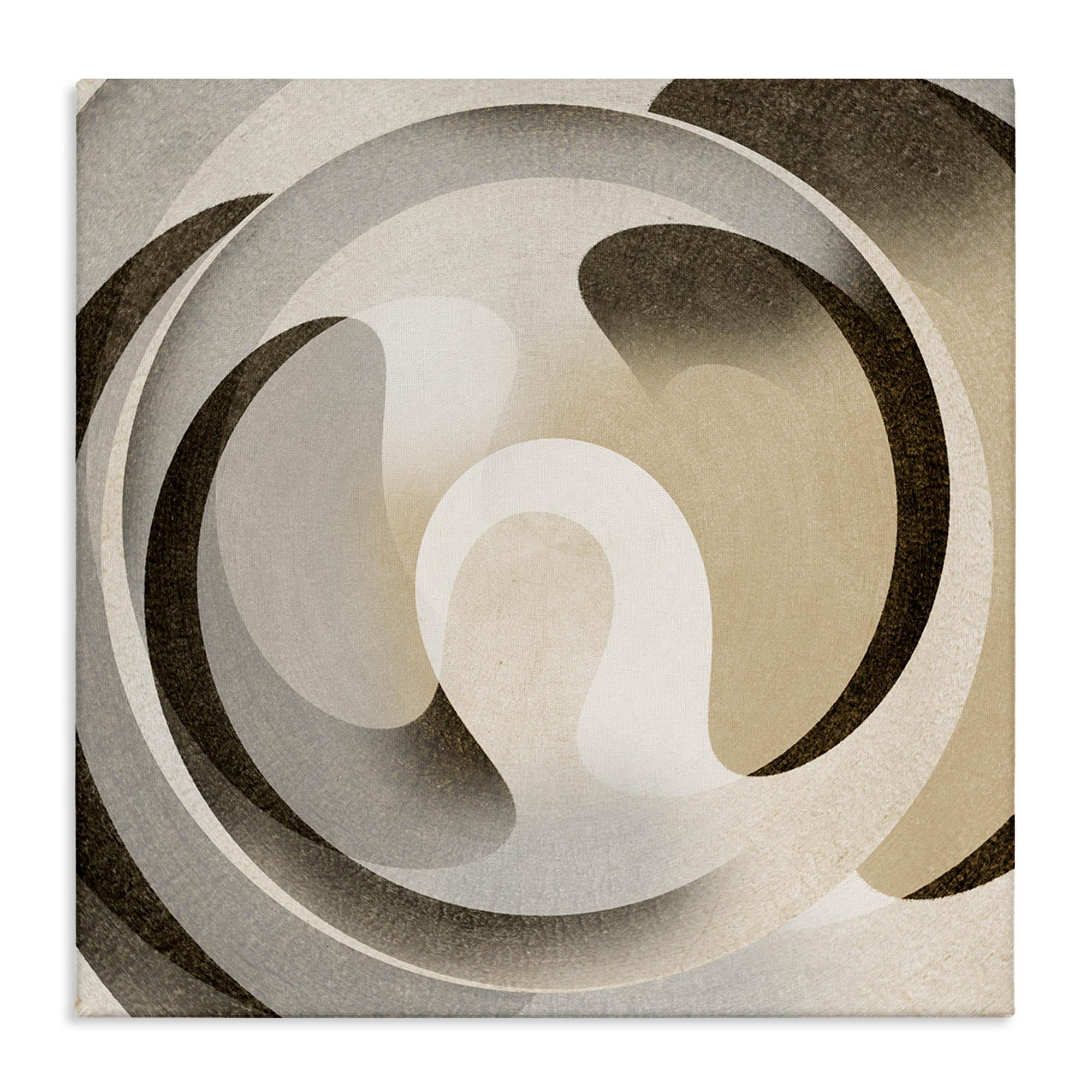 Stupell Industries Neutral Vortex Shape Abstract Painting Wrapped Canvas Art Print Wall Art, 36 x 36