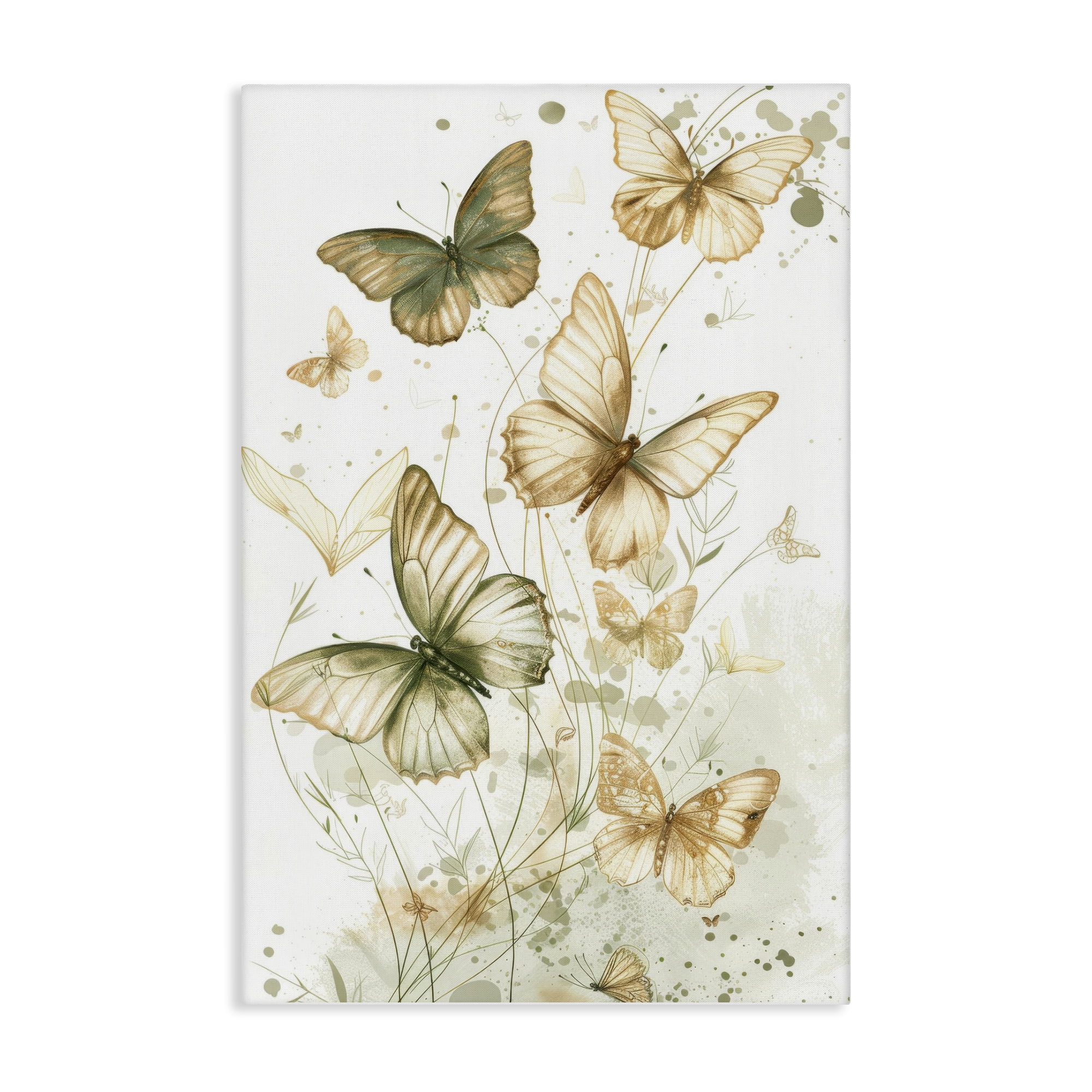 Stupell Industries Neutral Watercolor Butterflies Insects Painting Wrapped Canvas Art Print Wall Art, 24 x 36