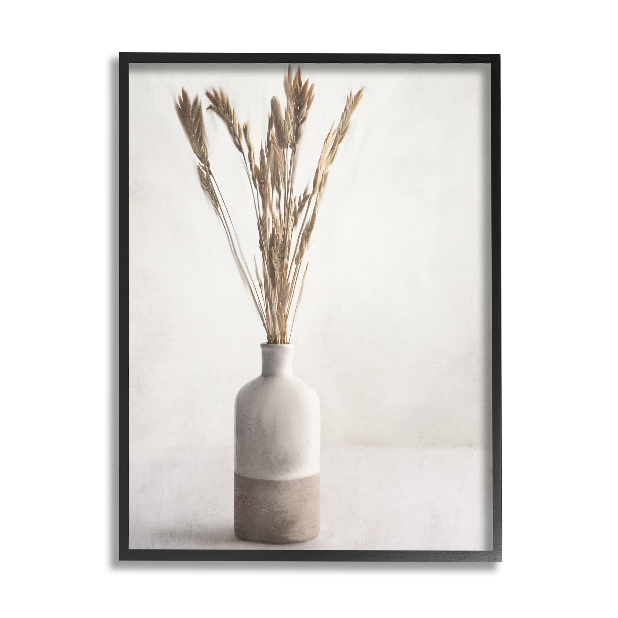 Stupell Industries Neutral Wheat Sprigs Botanical & Floral Painting Black Framed Art Print Wall Art, 11 x 14