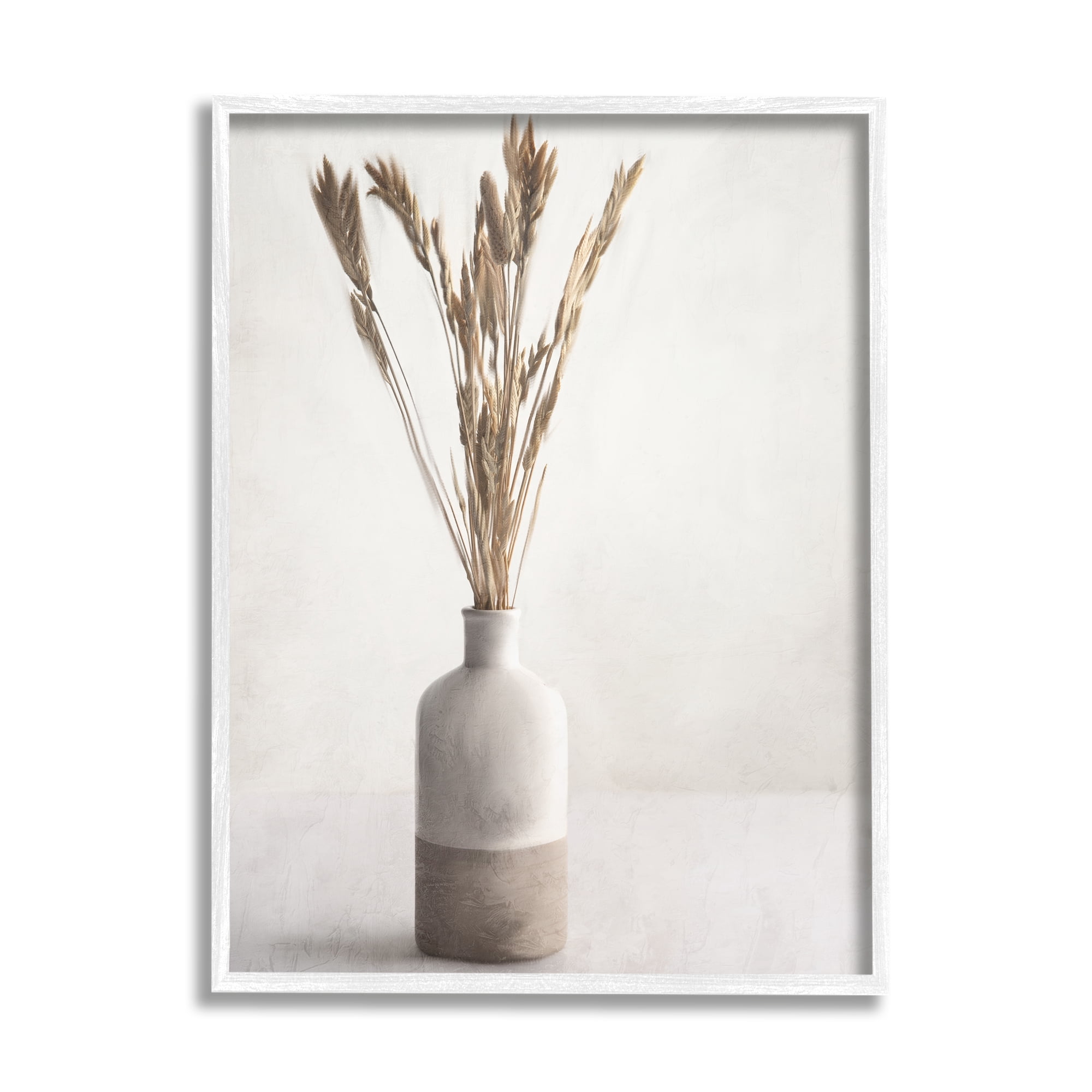 Stupell Industries Neutral Wheat Sprigs Botanical & Floral Painting White Framed Art Print Wall Art, 24 x 30