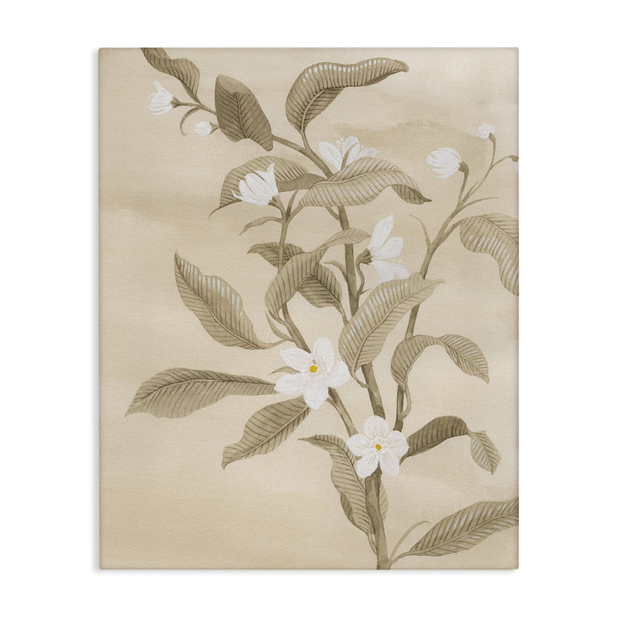 Stupell Industries Neutral White Daffodils Plants & Flowers Painting Wrapped Canvas Art Print Wall Art, 24 x 30