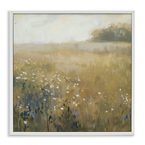 Stupell Industries Neutral Wildflower Field White Framed Giclee Art design by LSR Creative Studio, 12 x 12