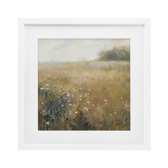 Stupell Industries Neutral Wildflower Field White Framed Print Under Glass design by LSR Creative Studio, 13 x 13