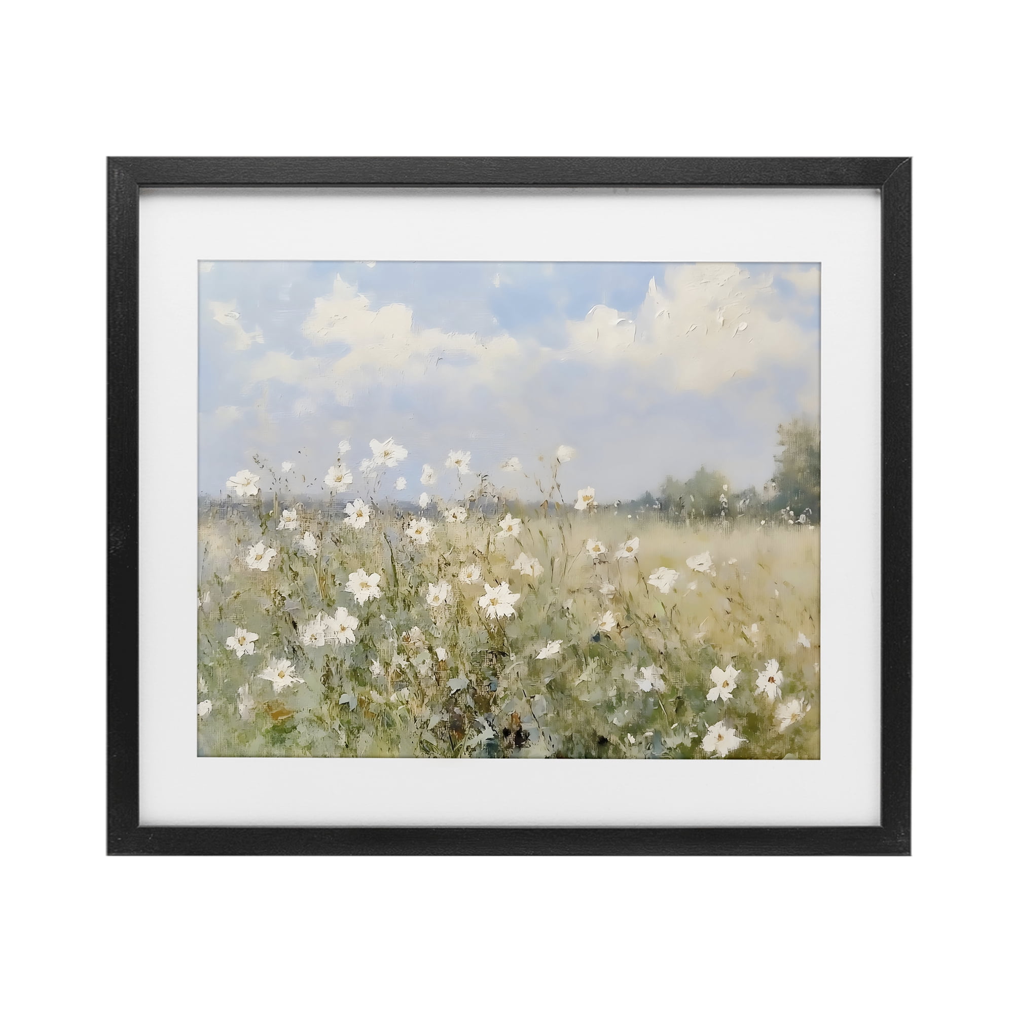 Stupell Industries Neutral Wildflower Field in Bloom Black Framed Print Under Glass, design by LSR Design Studio
