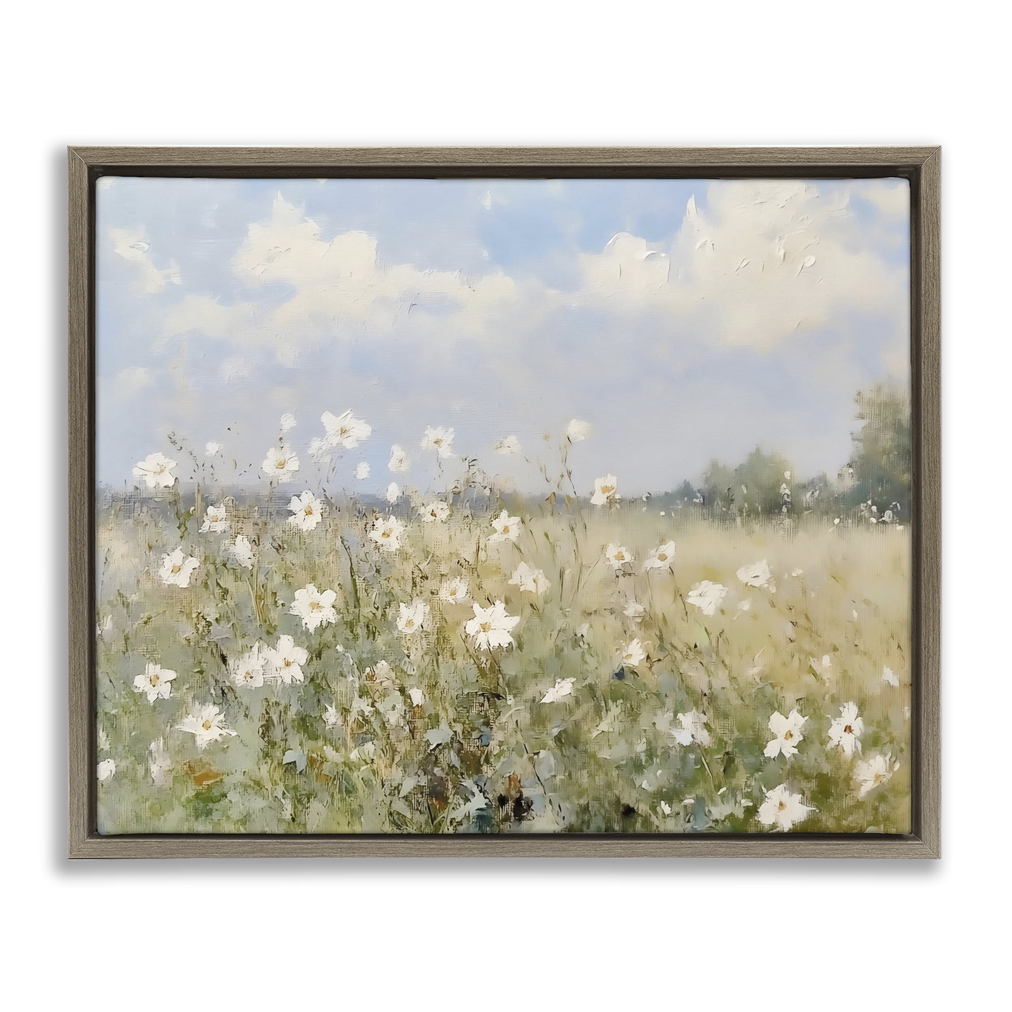 Stupell Industries Neutral Wildflower Field in Bloom Brown Framed Floater Canvas Wall Art, design by LSR Design Studio