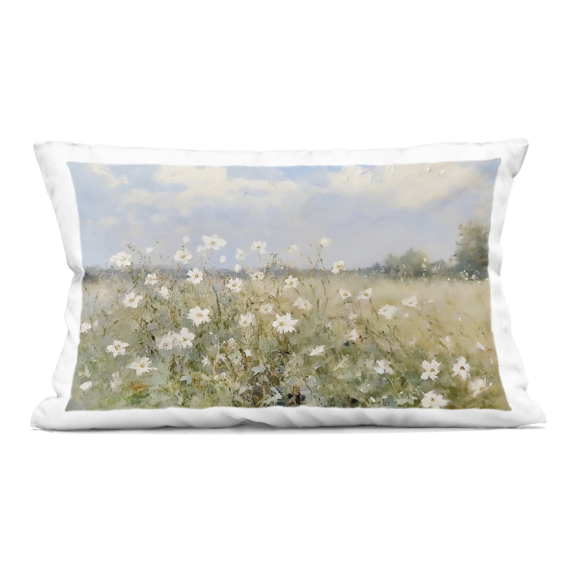 Stupell Industries Neutral Wildflower Field in Bloom Decorative Printed Throw Pillow, design by LSR Design Studio, 14 x 7 x 20