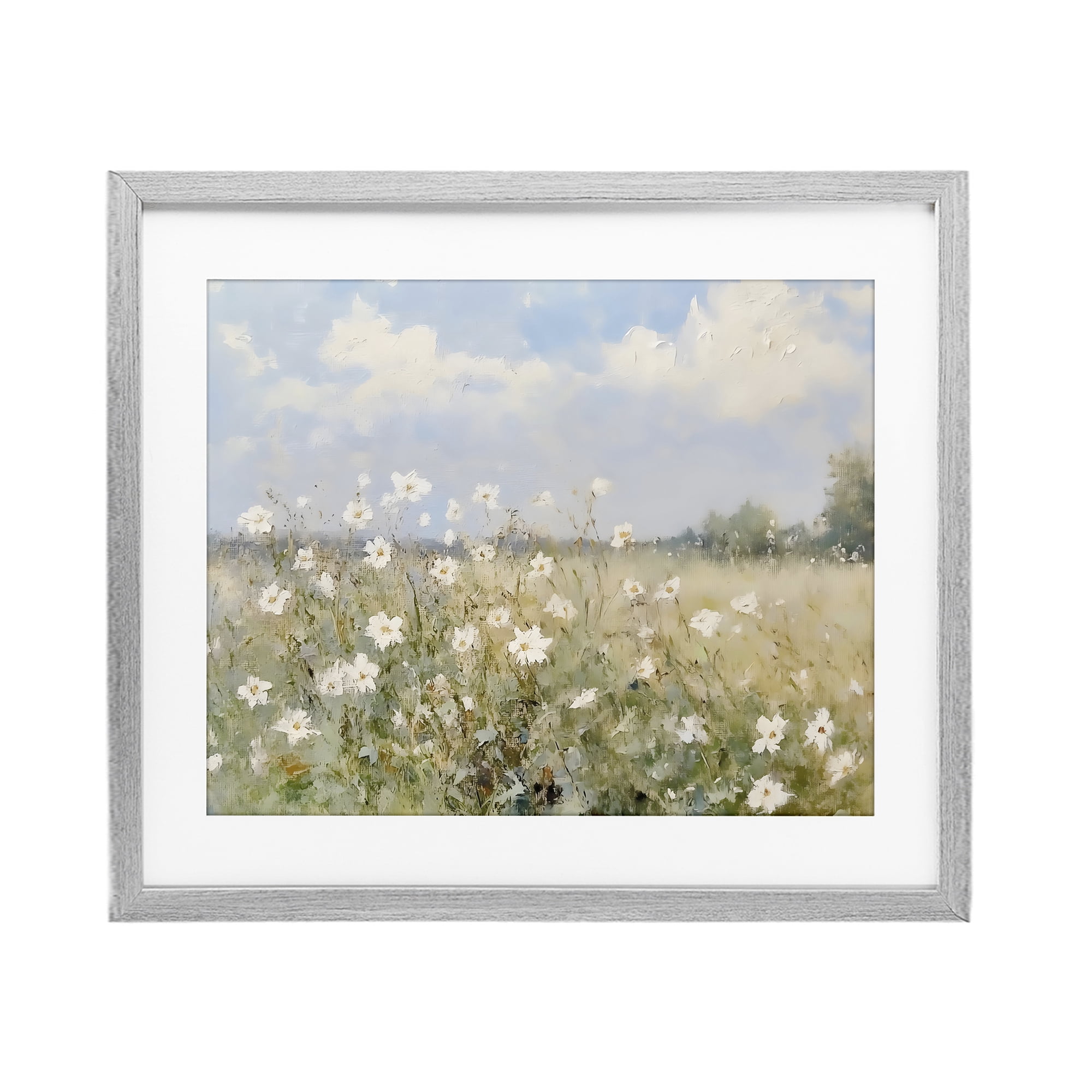 Stupell Industries Neutral Wildflower Field in Bloom Gray Framed Print Under Glass, design by LSR Design Studio